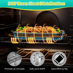 Air Fryer Basket for Oven, OPENICE 15.6" x 11.6" Air Fryer Tray and Pan Set with 30PCS Parchment Papers, Stainless Steel Oven Air Fryer Basket and Tray for Baking Grilling - Black