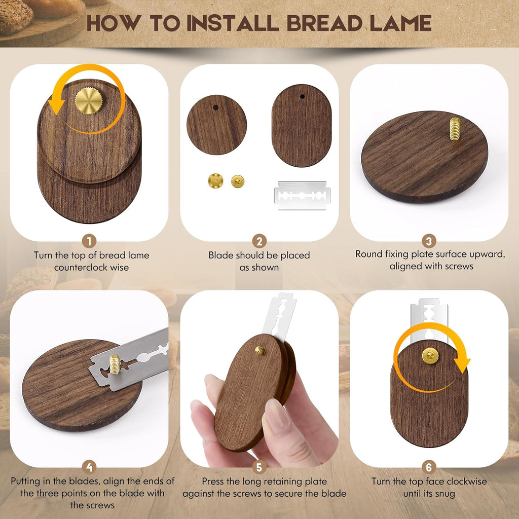 Upgraded UFO Bread Lame Dough Scoring Tool,Sourdough Scoring Tool,Black Walnut Bread Lame Cutter Scoring Knife for Bread Baking Includes 5 Replaceable Razor Blades for Bread Baking