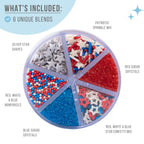 Sweets Indeed Sprinkles 6 Cell Edible Sprinkle Mix Jimmies Perfect for Cake Decorations Baking Ice Cream Cookies Cupcake Topper (Patriotic)