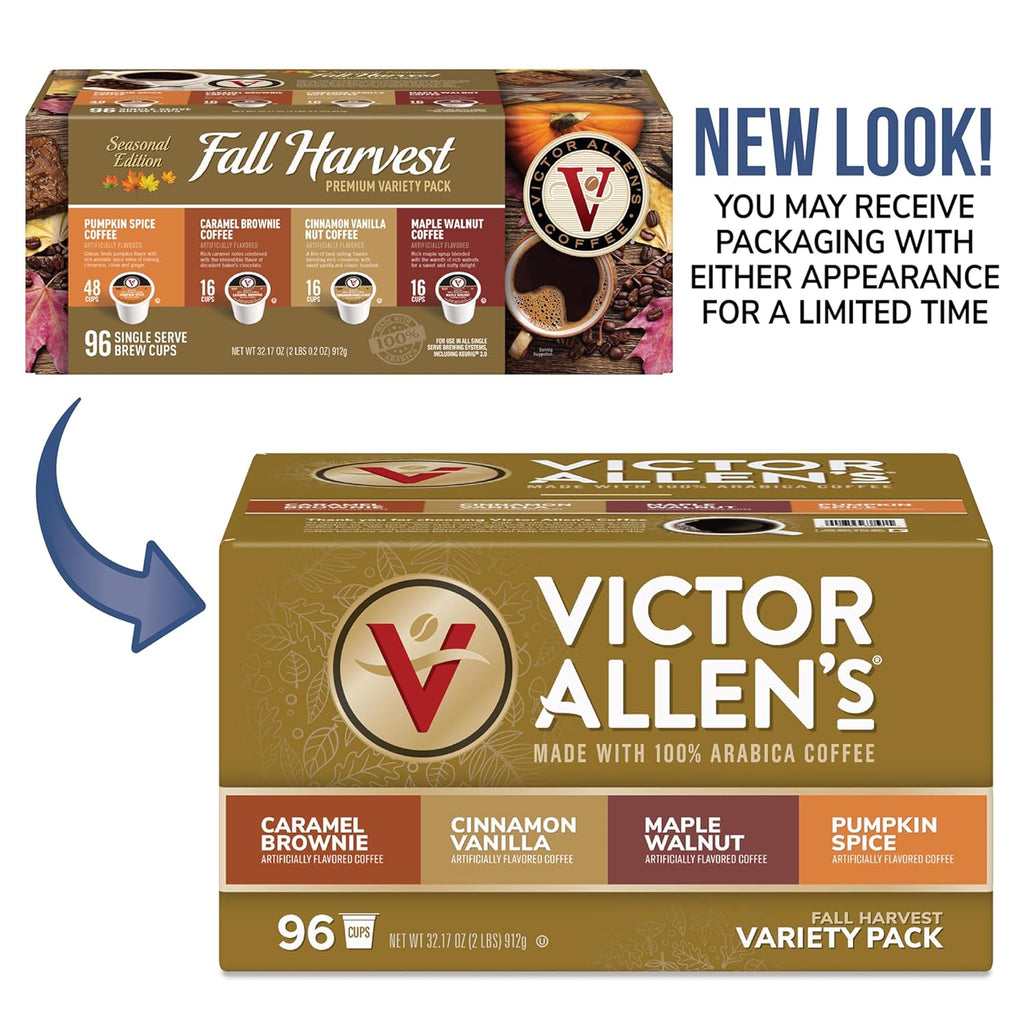 Victor Allen's Coffee Fall Harvest Variety Pack, Medium Roast, 96 Count, Single Serve Coffee Pods for Keurig K-Cup Brewers