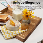 Acacia Wood Serving Tray with Handles（17 Inch） – Decorative Wooden Tray for Breakfast in Bed, Kitchen, or Serving on Couch, Coffee Table, Ottoman for Living Room, and More