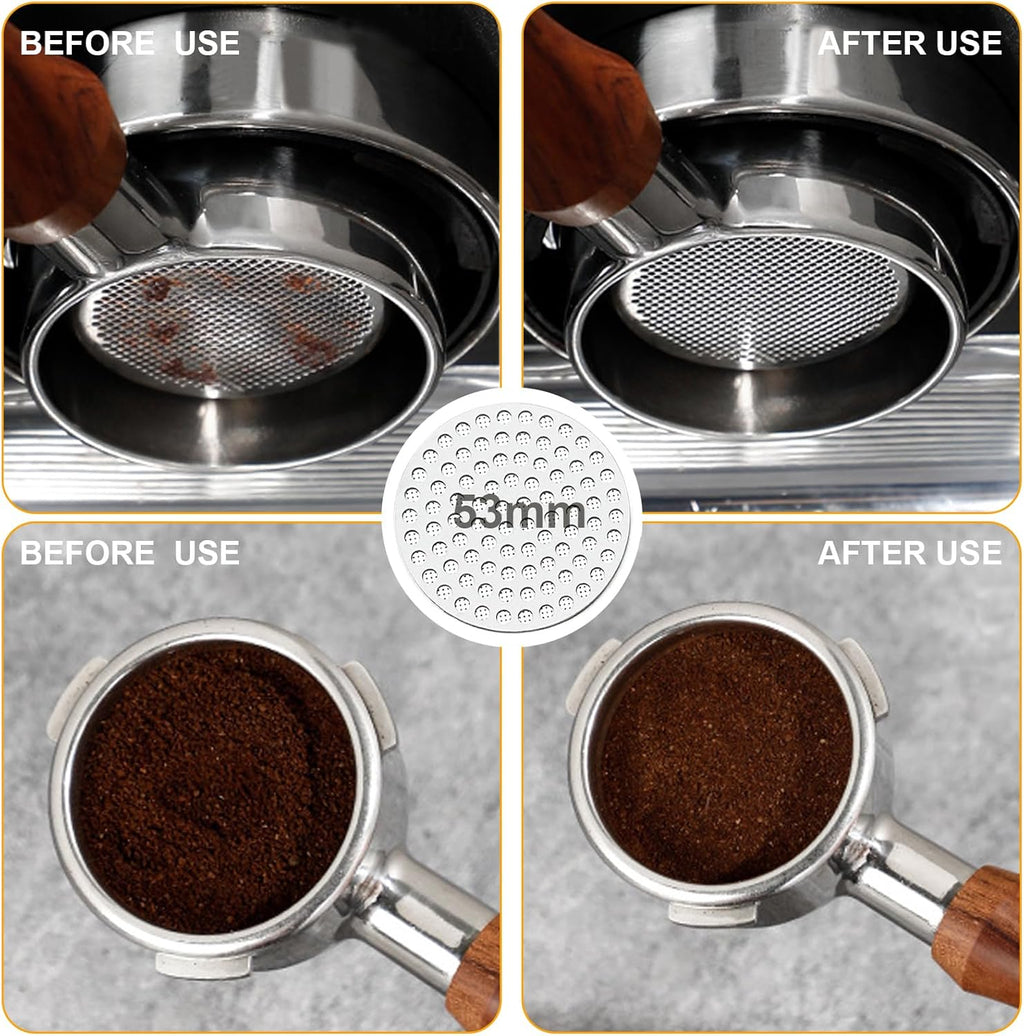 53mm Espresso Accessories Kit,Wdt Tool Espresso,Solid Espresso Tamper,Coffee Puck Screen and Dosing Funnel,Silicone Tamper Mat,0.4mm Stainless Steel 6pin Espresso Stirrer,Barista Tools Espresso Kit