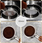 53mm Espresso Accessories Kit,Wdt Tool Espresso,Solid Espresso Tamper,Coffee Puck Screen and Dosing Funnel,Silicone Tamper Mat,0.4mm Stainless Steel 6pin Espresso Stirrer,Barista Tools Espresso Kit
