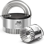 Ripple Biscuit Cutter Set 1.75inch 2inch 2.25inch 2.75inch 3.25inch, Stainless Steel Round Biscuit Cutters with Handle, Wave Cookies Cutter with Fluted Edge, Professional Baking Dough Tools