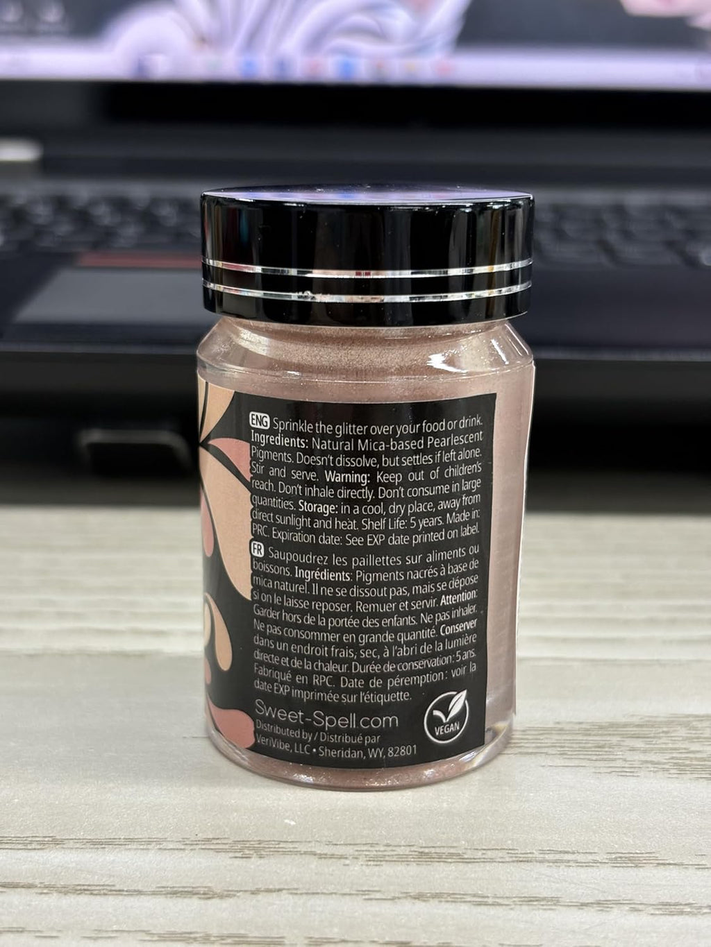 Sweet Spell Edible Glitter (15g) - Shimmer Sparkles for Drinks, Cakes, Cocktails - 100% Edible & Food Grade Glitter, Vegan, Gluten-Free (Rose Gold)