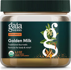 Gaia Herbs Golden Milk Supplement Powder - Made with Organic Turmeric Curcumin, Black Pepper, Ashwagandha, Dates, Cardamom, and Vanilla for an Ayurvedic Cup of Natural Calm - 4.3 Oz (35-Day Supply)