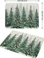 Winter Green Pine Tree Dish Drying Mat for Kitchen Counter,Red Bird Snowflake Drying Mat 18 x 24 Inch with High Absorbent Microfiber Drainer Mat for Coffee Bar