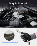 Safety Work Gloves MicroFoam Nitrile Coated-12 Pairs Pack,Red Seamless Knit Nylon Glove with Black Micro-Foam Nitrile Grip,Ideal for General Purpose,Automotive,Home Improvement,Painting(Large)