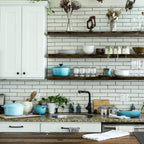 URBANDI, Rustic Floating Shelves, Set of 2, Hidden Bracket, Solid Wood, Heavy Duty, Wall Mounted Shelves, (Dark Brown, 36Wx10D)