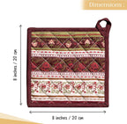 Maison d' Hermine Pot Holders Set 100% Cotton Heat Resistant Potholders 8" x 8" Hot Pads with Loop BBQ, Cooking, Baking, Grilling, Kitchen, Handling Hot Pans (Pack of 2, Reveillon Au Jardin)
