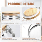 36 oz/1050ml Clear Glass Storage Canister with Airtight Bamboo Lid, Medium Decorative Container Jar for Coffee Spice Candy Salt Tea Cookie Condiment Pepper Sugar Overnight Oatmeal Snacks
