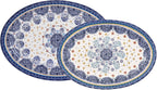 Bico Blue Talavera 16 plus 14 inch Oval Platters Set, Set of 2, Microwave and Dishwasher Safe, for Serving Fish, Chicken, Turkey