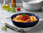KooK Pasta Bowl, Salad Bowls, Soup, Serving Bowls, Ceramic, Large Capacity, Microwave & Dishwasher Safe, Set of 4, 40 Oz, (Cobalt)