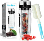 AquaFrut 32 OZ Fruit Infuser Water Bottle BPA-Free Fruit Infusion Sports Bottle - Flip Top Lid w Drinking Spout, Leak Proof, Made of Durable Tritan. Free Recipe eBook! (Black)