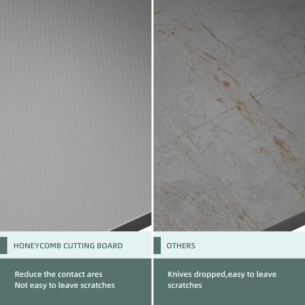 KORVOS 304 Stainless Steel Cutting Board, Large Size 23.62"x19.68" Heavy Duty Cutting Boards, Low Noise Chopping Board, Anti-Scratch Surface for Meat, Vegetables&Baking, Honeycomb Pattern