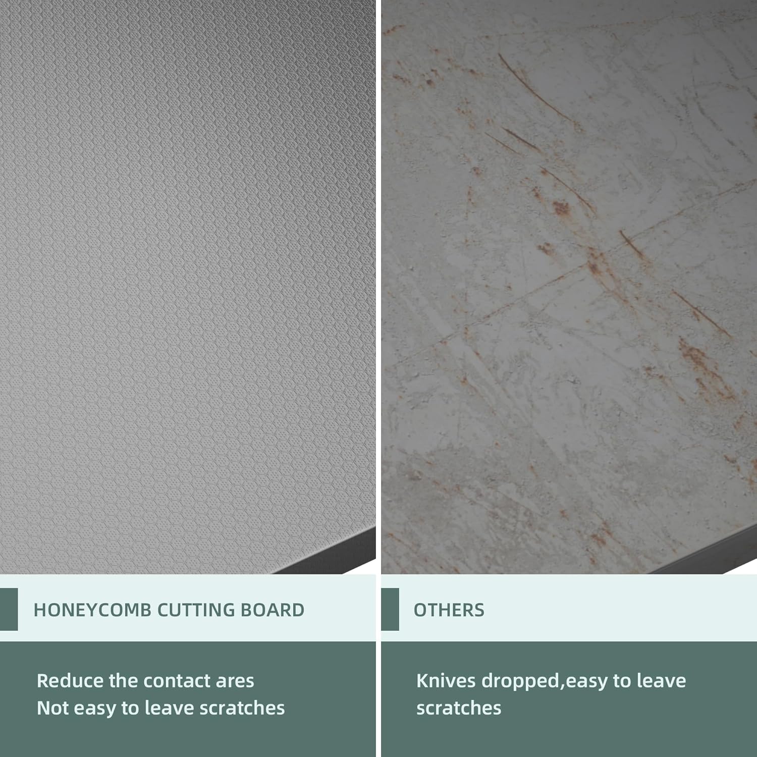 KORVOS 304 Stainless Steel Cutting Board, Large Size 23.62"x19.68" Heavy Duty Cutting Boards, Low Noise Chopping Board, Anti-Scratch Surface for Meat, Vegetables&Baking, Honeycomb Pattern