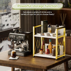 Aduanbang Coffee Bar Accessories Organizer, 2 Tier Wooden Kitchen Counter Shelf, Coffee Organizer Station for Countertop, Condiment Rack for Mugs, Cups, Cream, Syrup