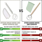 Artisan Bread Whisk and Bench Scraper Duo - Essential Dough Mixer Tools - Sourdough Bread Baking Supplies