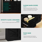 YITAHOME Buffet Cabinet with Drawers, 59" Large Sideboard Buffet Storage Cabinet with Shelves and Doors, Modern Farmhouse Coffee Bar Station Wood Kitchen Table for Kitchen, Dining Room, Black