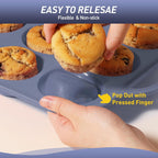 2 Packs 6 Cups Silicone Muffin Pan with Metal Reinforced Frame Jumbo Size Cupcake Pan Tray Egg Bites Silicone Circle Cookie Molds Extra Large Muffin Tin Tart Pans for Breakfast Sandwiches