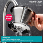 Pour Over Coffee Dripper, Slow Drip Paperless Coffee Filter, Stainless Steel Pour Over Coffee Maker for Single Cup Brew, Double Mesh Design of Manual Reusable Cone Filter.