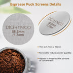 2 Pieces Espresso Puck Screen,Metal Coffee Filter,1.0mm & 1.7mm Thickness 150μm - 316 Stainless Steel,Reusable Barista Espresso Filters for Espresso 58.5mm Portafilter Filter Basket