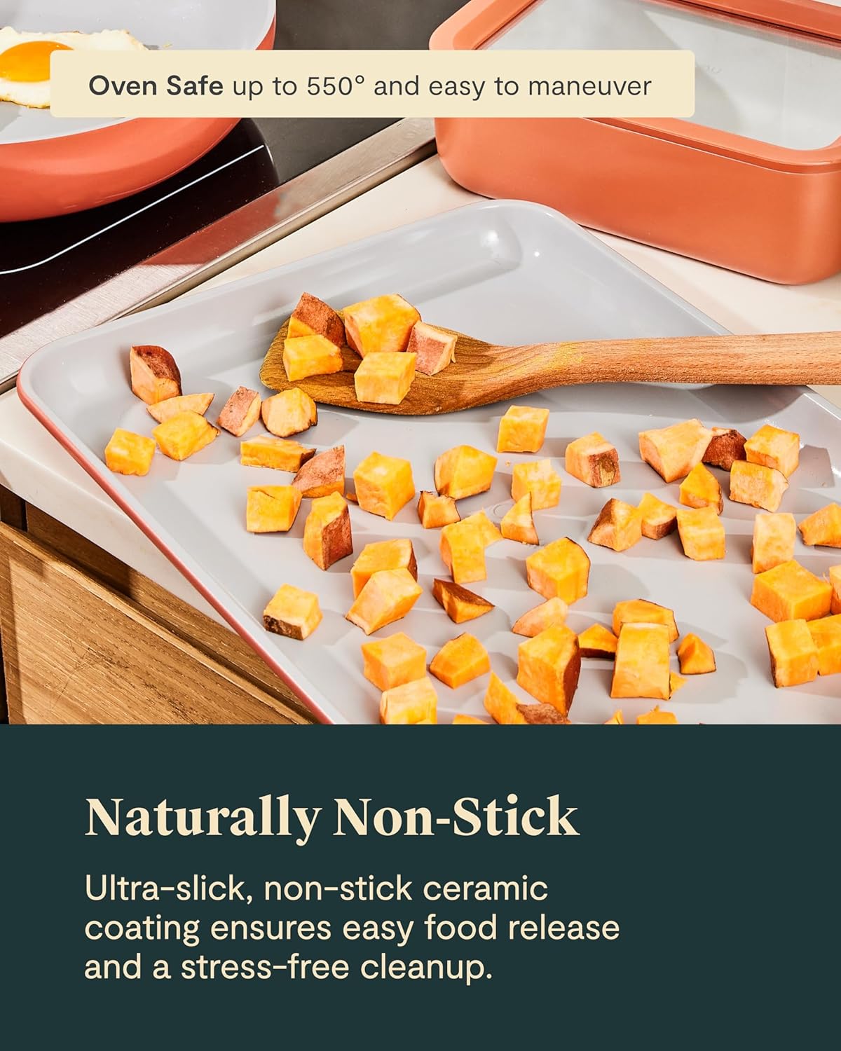 Caraway Non-Stick Ceramic Baking Sheet - Naturally Slick Ceramic Coating - Non-Toxic, PTFE & PFOA Free - Perfect for Baking, Roasting, and More - Medium (15" x 10") - Marigold