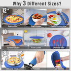 KooMall 12 10 8 Inch Multi-use Microwave Mat, Trivet, Pot Holders, Drying, Baking, Place Mat, Utensils Rest, Silicone Cover Pad for Hot Pot Pans Bowls Plates Dishes Kitchen Counter,Heat Resistant,Blue
