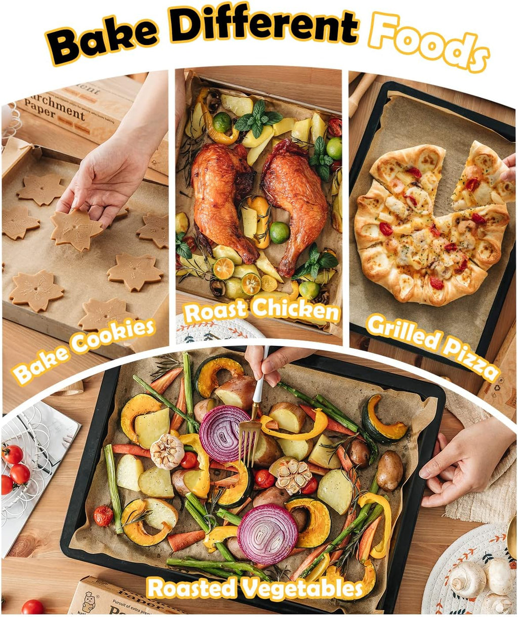 Katbite 200Pcs 18x26 inches Parchment Paper Sheets, Heavy Duty Unbleached Baking Paper, Pre-cut and Oil Proof Perfect for Steaming Cooking Bread Cake & Wrapping Foods