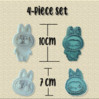 4-Piece Monster Spirit Cookie Stamp Set 3d Cute Doll Cookie Stamp Set With Cutter Suitable For Everyday Baking The Perfect Gift For Baking Enthusiasts A Joyful Gift For The Whole Family