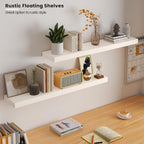 Vivelove Wooden Floating Shelves for Wall 36” x 8”x 1.4”, Solid Wood Shelf with Invisible Brackets, Deep Wall Shelves for Bathroom, LivingRoom, Kitchen, Bedroom, Modern Home Decor, Set of 2 - White
