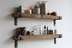 Urban Legacy Accent Shelves | Reclaimed Barn Plank | Set of 2 with Full Brackets (Natural 30" x 7" x 2")