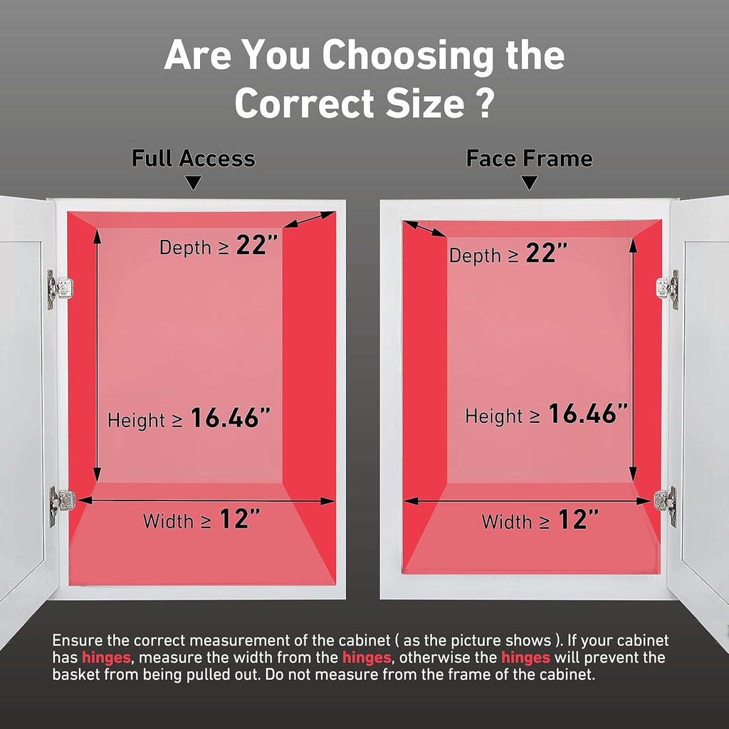 Pull Out Cabinet Organizer(11" W x 21" D), 2 Tier Wire Basket Slide Out Shelf Storage with Wood Handle, Pull Shelf Drawers for 12-1/4” Cabinet Opening, Chrome