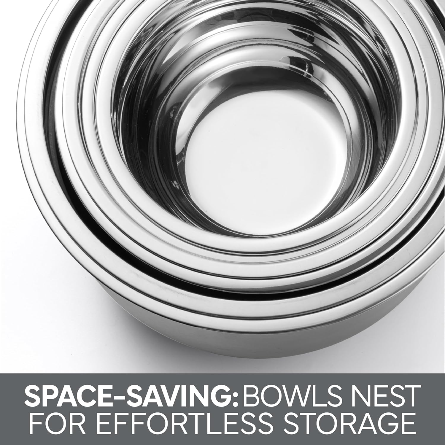 COOK WITH COLOR Stainless Steel Mixing Bowls Set with Lids - Nesting Bowls with Non-Slip Bottom, Grey, 12 Pieces