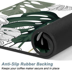 Rnivvi Coffee Mat, 12" x 19" Cute Coffee Bar Mats for Espresso Machine Station Accessories and Organizer, Hide Stain Rubber Backed Absorbent Dish Drying Pad for Kitchen Counter, Tropical Leaves