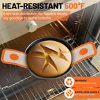 HOTEC Silicone Bread Sling for Dutch Oven - 2 Pack Non-Stick Baking Mat with Long Handle Easy to Transfer Sourdough Bread, Reusable Heat Resistant to 500°F/260°C Dutch Oven Liners Baking Supplies