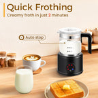 Milk Frother and Steamer, 6 in 1 Milk Steamer and Milk Warmer, 17oz Auto Shut Off Electric Frother with Touch Screen, Hot/Cold Foam Maker for Coffee, Latte, Cappuccino, Hot Chocolate