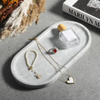 Koville Grey Marble Tray for Bathroom Countertop, 12"x6" Vanity Decorative Marble Tray for Dresser, Stone Catchall Trays for Perfume, Candles, Jewelry, Stone Gray Storage Trays for Home Decor