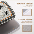 Halloween Gnomes Dish Drying Mat Bats Pumpkins Large Kitchen Mats Dish Drying Pad Buffalo Plaid Absorbent Dish Dryer Mat for Kitchen Countertops Microfiber Drainer Pad Dish Drying Mats (18x24 in)