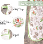 Maison d' Hermine Double Oven Mitts 100% Cotton 7"x35" Double Oven Mitt Heat Resistant BBQ Cooking Gloves with Loop, Baking, Grilling, Home, Kitchen, Handling Hot Pans (Christmas Dew)