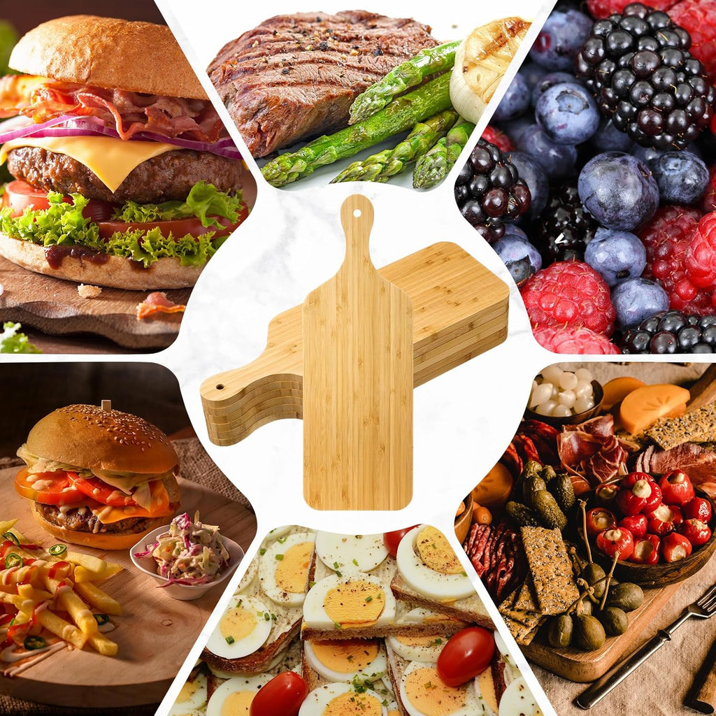Lounsweer 6 Pcs Thicken Cutting Board Bulk Wood Board for Chopping Serving Charcuterie Material for Laser Engraving Mother' Day Wedding Housewarming Gift(Bamboo,17 x 6 Inches)