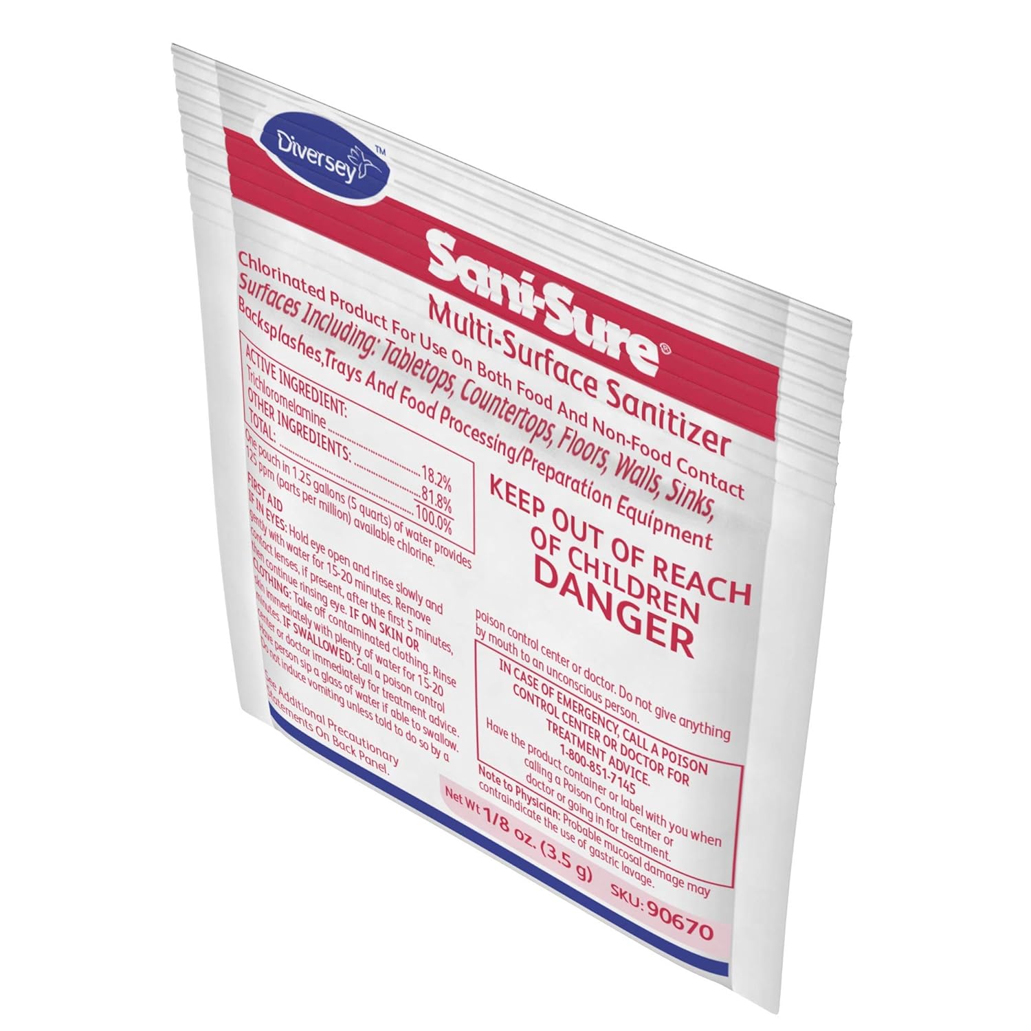 Diversey Sani-Sure Multi-Surface Sanitizer (.125-Ounce, Case of 100)