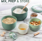 COOK WITH COLOR Prep Bowls with Lids- Wide and Deep Nesting Plastic Small Mixing Bowl Set with Lids, 12 Piece Set - Deep Bowls, Sage