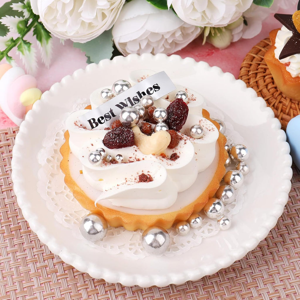 Silver Edible Pearls for Cake Decorating, 6 Sizes Mix 4.6 oz Pearl Sugar Sprinkles Baking Decoration for CupCake Cookies Ice Cream Dessert Topping