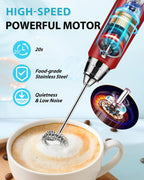 Milk Frother Rechargeable Handheld-Electric Whisk 3 Speed Adjustable, Frother Wand Coffee with 3 Stainless Whisks, Electric Foam Maker, Drink Mixer Blender for Latte Cappuccino Matcha Egg