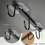 3pcs Under Cabinet Mug Hooks,Adhesive/Screw 2 Ways Install Mug Holder,Coffee Cups Hook with 9 Hooks,Mug Organizion Rack for Displaying Mugs/Cups/Kitchen Utensils (Black)