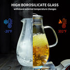 2000ML/68OZ Glass Pitchers with Lid for Hot and Cold Drinking, Heat Resistant Borosilicate Glass Pitcher for Tea, Juice, Milk, Cold Hot Beverages
