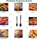 2PCS Silicone Basting Pastry Brush, JJOO Heat Resistant Food Cooking Brush for Oil, Sauce, Baking, BBQ and Grill, BPA Free, Dishwasher Safe (2Pack, Black)