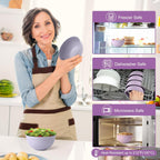 HOTEC BPA Free Unbreakable Wheat Straw Cereal Bowls - Microwave & Dishwasher Safe Soup and Salad Bowls, Set of 8, 26oz, Purple