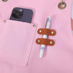 AFUN Chef Aprons for Men Women with Large Pockets, Cotton Canvas Cross Back Heavy Duty Adjustable Work Apron, Size M to XXL (Lightpink)